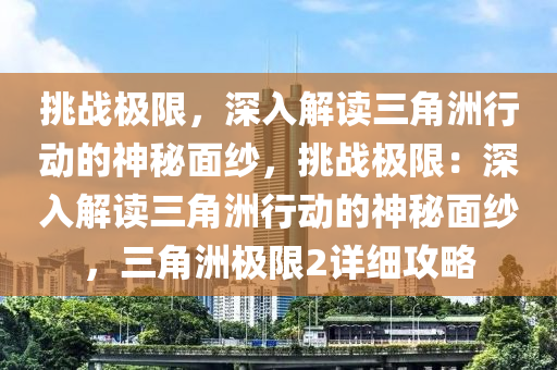 挑战极限，深入解读三角洲行动的神秘面纱，挑战极限：深入解读三角洲行动的神秘面纱，三角洲极限2详细攻略