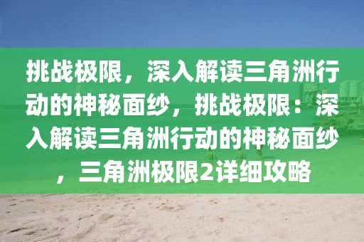 挑战极限，深入解读三角洲行动的神秘面纱，挑战极限：深入解读三角洲行动的神秘面纱，三角洲极限2详细攻略