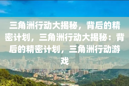 三角洲行动大揭秘，背后的精密计划，三角洲行动大揭秘：背后的精密计划，三角洲行动游戏